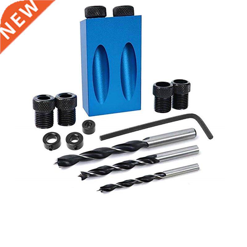 Blue woodworking inclined hole locator woodworking drill