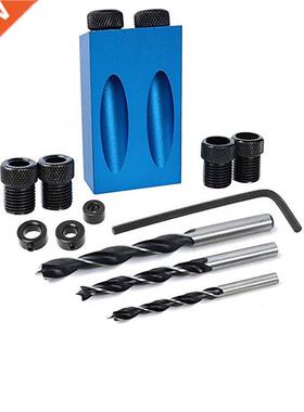 Blue woodworking inclined hole locator woodworking drill