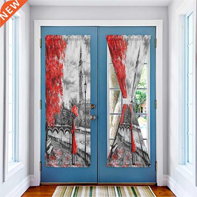 London Couple Watercolor Painting Door Curtain Kitchen