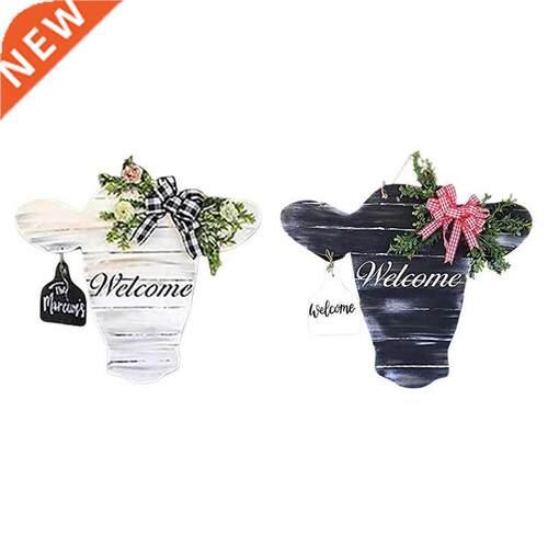 2 Pcs Cow Head Welcome Sign Acrylic Animal Head Door Hanger