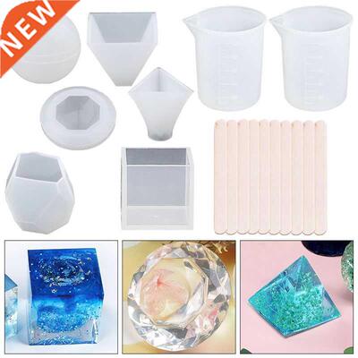 A SET Mixed shape Epoxy Casting Molds Set Silicone Cube Cas
