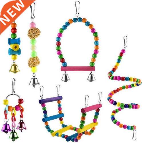 Quality 6 Pcs Bird Parrot Toys, Bird Swing Toy Colorful