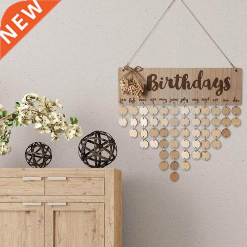 VODOOL DIY Wooden Round Plates Wall Hanging Calendar Sign Sp