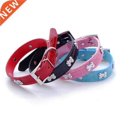 Transer Pet Dog Supplies Alligator PU Leather Bone Pet Neckl