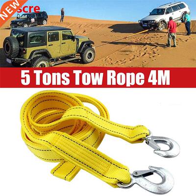 4M Heavy Duty 5 Ton Car Tow Cable Towing Pull Rope Strap Hoo