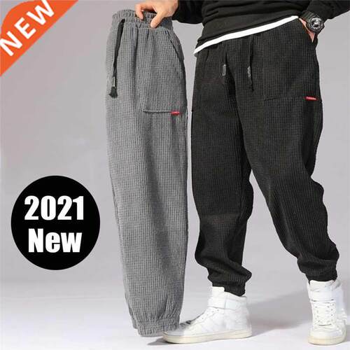New Spring Men Trousers 2022 Elastic Waist Corduroy Pants Fa