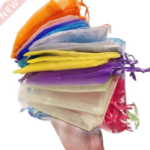 100pcs/lot 7x9cm 9x12cm 10x15cm Small Drawstring Organza Bag