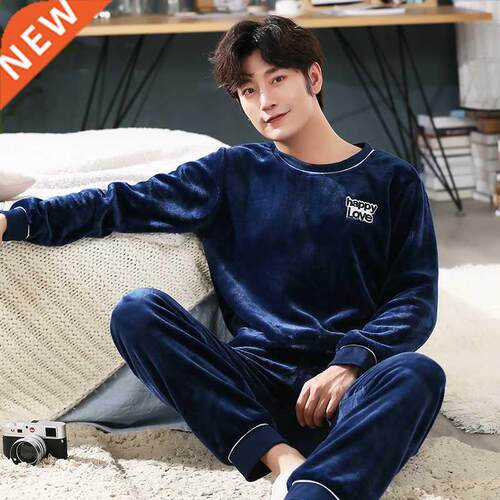 OverSize Sleepwear Long Sleeve Autumn Winter Warm Flannel Pa