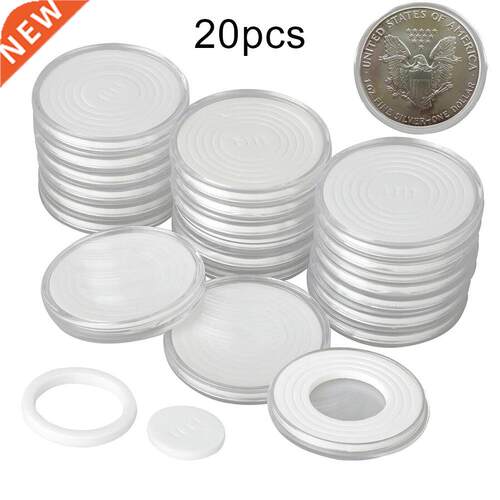 20Pcs 46mm Plastc Clear Round Con Holder Capsule Protector
