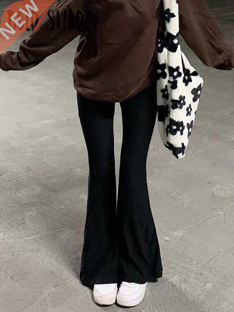 Bold Shade Grunge 90s Urban Style Boot Cut Pants High Waist