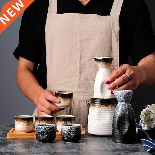 Japanese style vintage handmade wine set household white