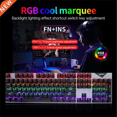 Mechanical Keyboard Computer Gaming Keyboard RGB 104-key Gre