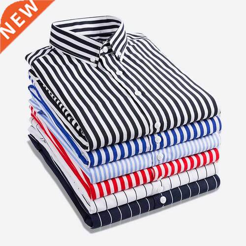 Men's Fashion Striped Dress Long Sleeve Shirt 2022 New Men's