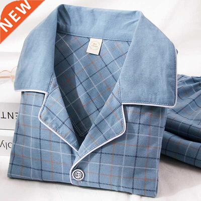 100% Cotton Pijama for Men 2 Pieces Lounge Sleepwear Pyjamas