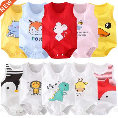 Newborn Baby Cartoon Cotton Sleeveless Vest Romper Boy Girl