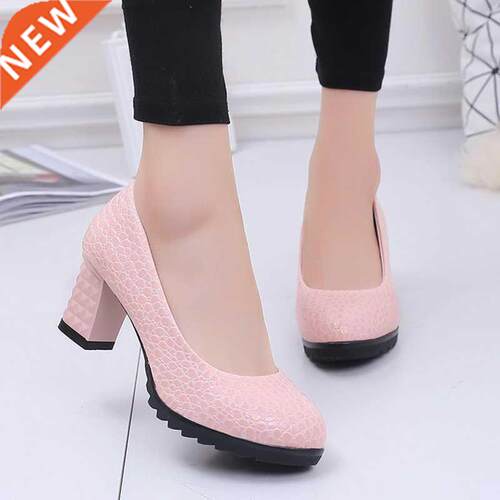 Rimocy Elegant Thick High Heels Pumps Women Fashion Solid Co