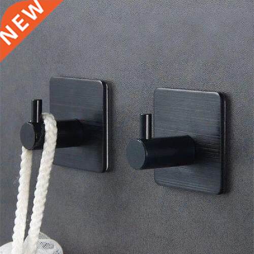 No Drilling Double Hook Black White Towel Hook For Bathroom