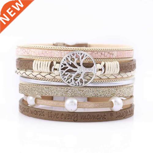 Tree of Life Leather Charm Bracelets for Women Fashion Coupl
