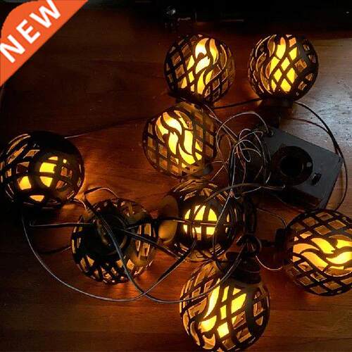 Outdoor Solar String Lights With Flickering Flame