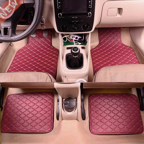 4pcs Universal Leather Car Floor Mat Car-Styling Interior Ac