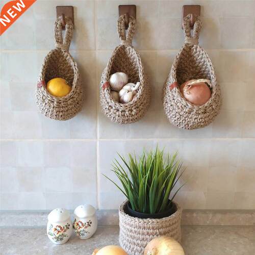 Handmade Woven Hanging Wall Basket Natural Wicker Handed