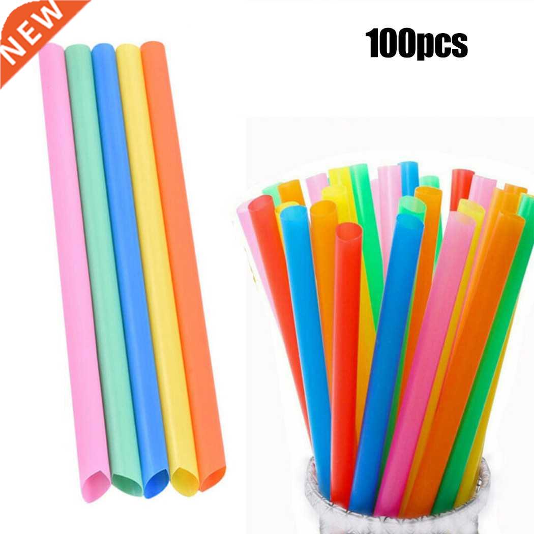 100Pcs Disposable Straws Extra Wide Fat Jumbo Drinking Dispo