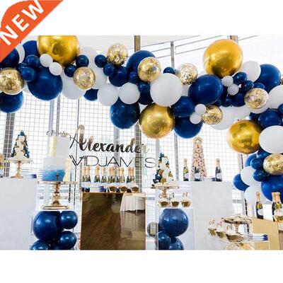 102Pcs Party Navy and Gd Balloons Navy Blue White Balloons