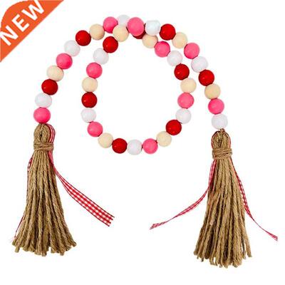 Pnk Wooden Beads Tassel Garland Home Decoraton