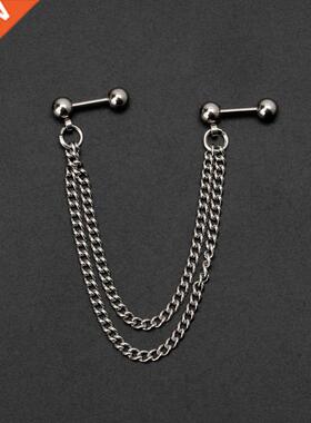 Hot 1Pc Punk Ball Stud Cartilage Ear Wrap Double Chain Pierc