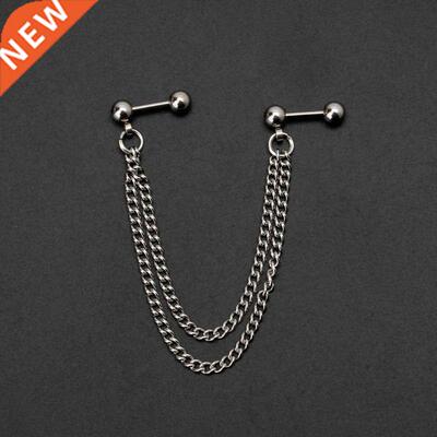 Hot 1Pc Punk Ball Stud Cartilage Ear Wrap Double Chain Pierc