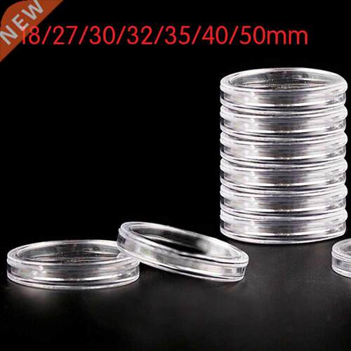 10Pcs/ox Coin ox Clear 18-40mm Round oxed Holder Plastic