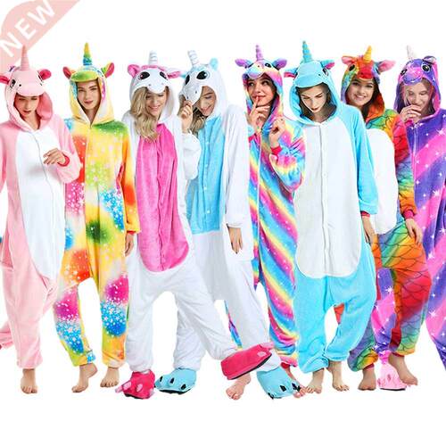 2021 Womens Unicorn Animal Pajamas Sleepwear Flannel Cartoon