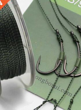 50m Camouflage Green Carp Fishing Line Soft Hook Link Carp H