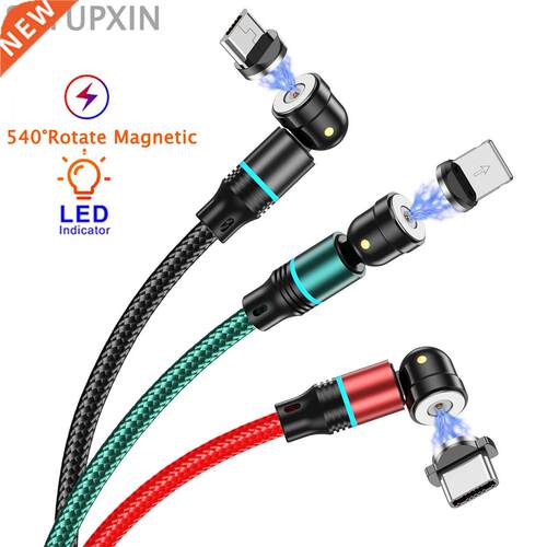 LED Cable 540° Rotate Magnetic Cable Micro USB Type C Ca