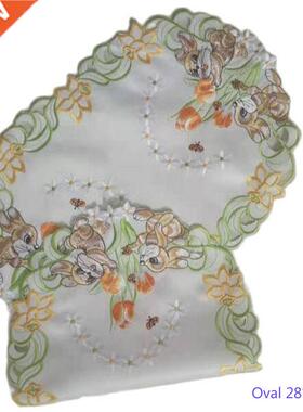 HOT oval Easter bunny embroidery table place mat pad cloth c