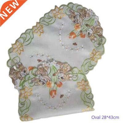 HOT oval Easter bunny embroidery table place mat pad cloth c