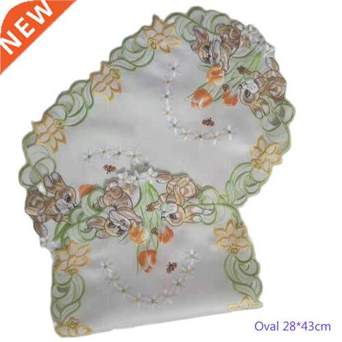 HOT oval Easter bunny embroidery table place mat pad cloth c