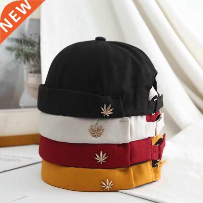 Men Women Skullcap Sailor Cap Leaf Rivet Embroidery Warm Rol