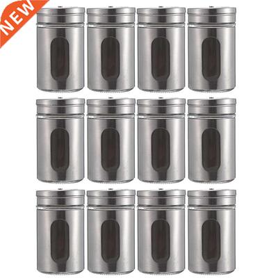 12pcs Condiment Seasoning Jar Steel Flour Salt Sifter Sugar