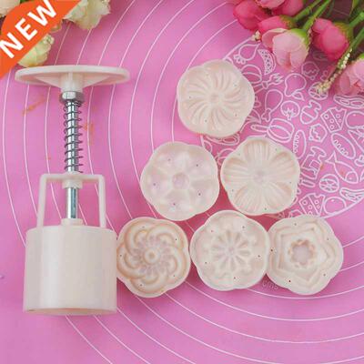 6pcs/set Flower Shaped Mooncake Mold 50g  Hand Pressure F