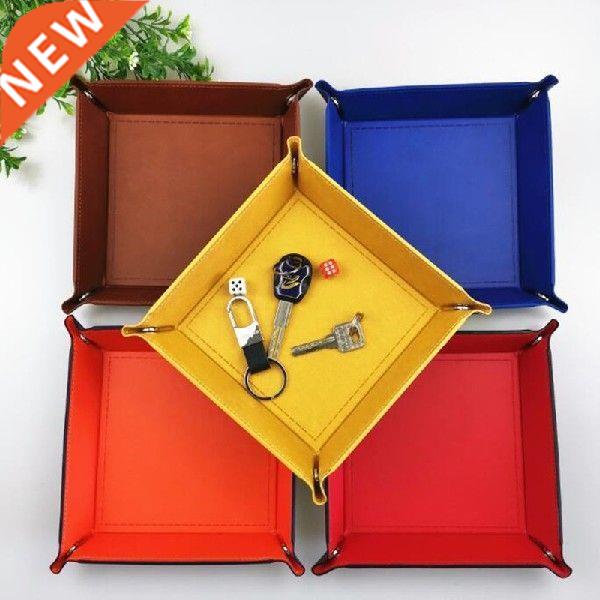 Creative PU Leather Valet Trinket Folding Tray Collapsible