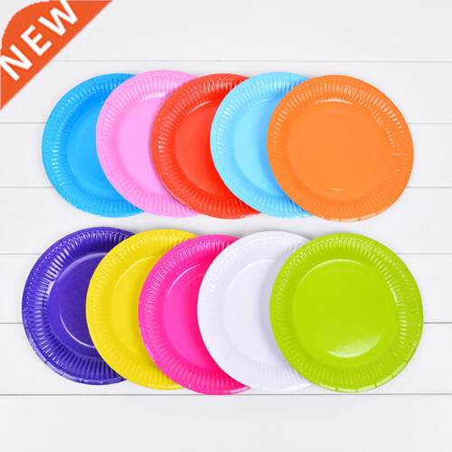 10pcs/lot Multi-Cored Disk Disposable Plates Cake Paper P