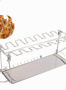 Barbecue Stand Chicken Leg Wing Grill Rack 14 Slots