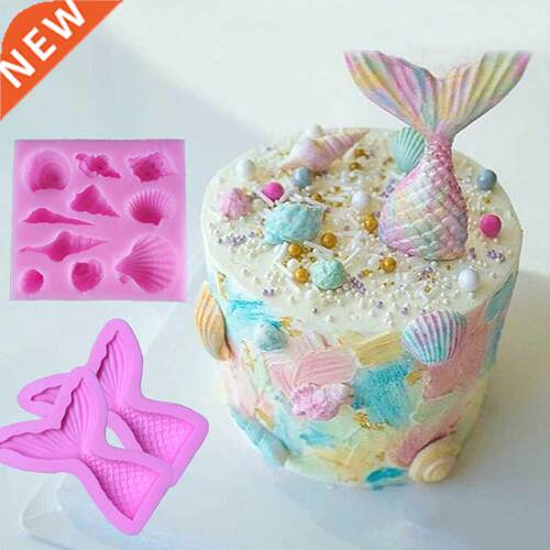 1 pcs Silicone Mold Mermaid Tail Conch patten Gum Paste Choc