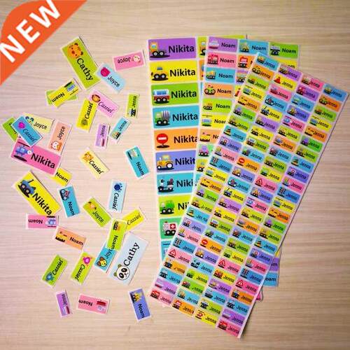 Personalized Name Stickers Waterproof Cartoon Car Pattern Cu
