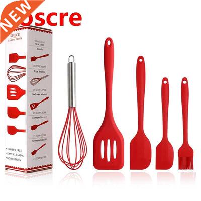 5 Pcs Silicone Cooking Utensils Sets Whisk Spatula Pastry Br