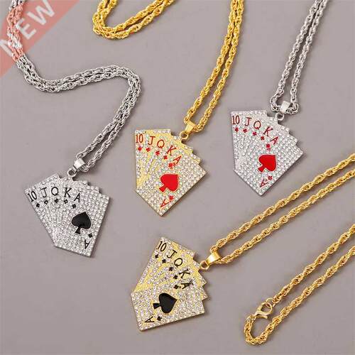 Hip Hop Jewelry Women Men Statement Enamel Playing Cards Pen