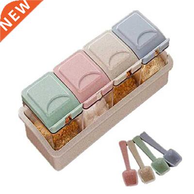 Wheat Straw Seasoning Pot Set Kitchen Seasoning Salt Shaker