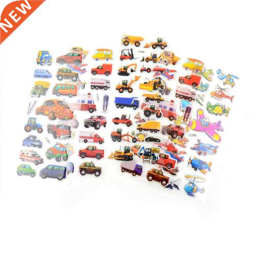 5Pcs 3D Cartoon Transport Cars Stickers Kids Classic Toys Bu