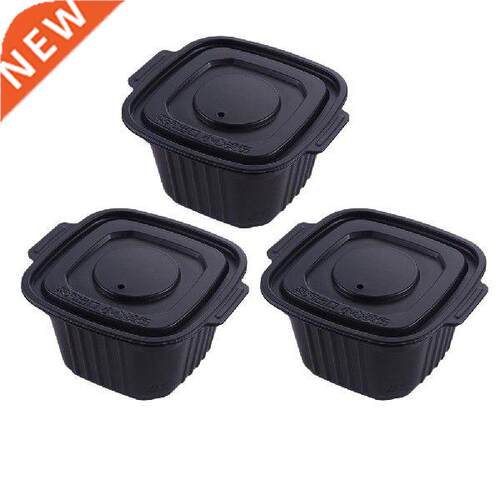 3 Pcs Self Heating Food Box Black Portable Plastic Lunch